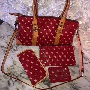 Red and Tan Dooney & Bourke 4 pc set